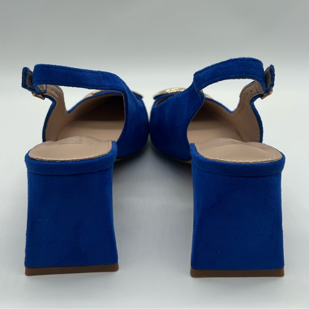 Nicole Miller New York Melrose Blue Faux Suede Slingback Block Heel Pumps 6 NIB - Picture 7 of 13